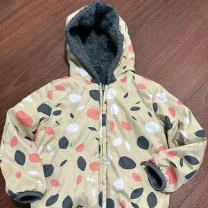 Hanna Andersson Reversible Fleece Jacket Hooded Girls Sz 90 US 3